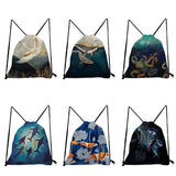 Japanese Ukiyoe Crane Drawstring Backpack Bag