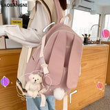 Japanese Women Bag Rabbit Ear Backpack Lady Backpack with Hairball Teenage