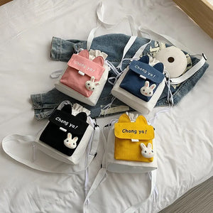 Japanese Canvas Crossbody Bag Drawstring Bucket Bag