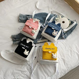 Japanese Canvas Crossbody Bag Drawstring Bucket Bag