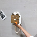 Japanese Women's Canvas Crossbody Bag Drawstring Student Small Bucket Bag