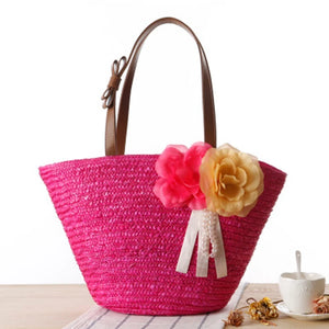 Japanese & Pastoral Flowers Shoulder Bag for Travel & Beach
