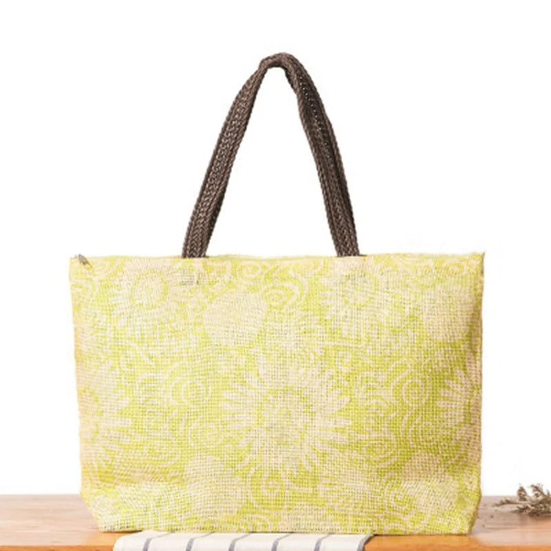 Japanese Style Large Capacity Beach Bag Casual Straw Woven Bag