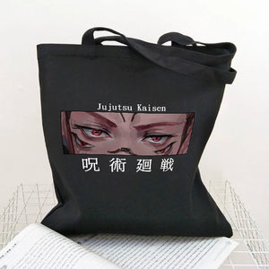 Jujutsu Kaisen Canvas Bag Harajuku Women Large Shopper Punk Shoulder Bags