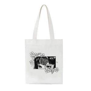 Japanese Tomie Canvas Bag Shoulder Bag Horror Casual Large-Capacity Harajuku