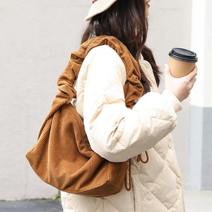 Vintage Corduroy Shoulder Bag Casual Art Canvas Bag