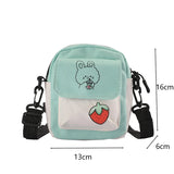 Japanese Girls Shoulder Bag Colorblock Canvas Sweet Mini Messenger Bag