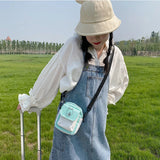 Japanese Girls Shoulder Bag Colorblock Canvas Sweet Mini Messenger Bag