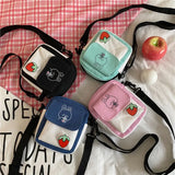 Japanese Girls Shoulder Bag Colorblock Canvas Sweet Mini Messenger Bag