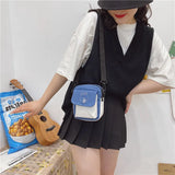 Japanese Girls Shoulder Bag Colorblock Canvas Sweet Mini Messenger Bag