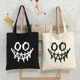 Japanese Gothic Waves Y2K Canvas Bag - Harajuku Women Shoulder Bags