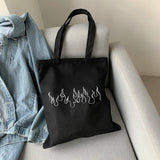Japanese Gothic Waves Y2K Canvas Bag - Harajuku Women Shoulder Bags