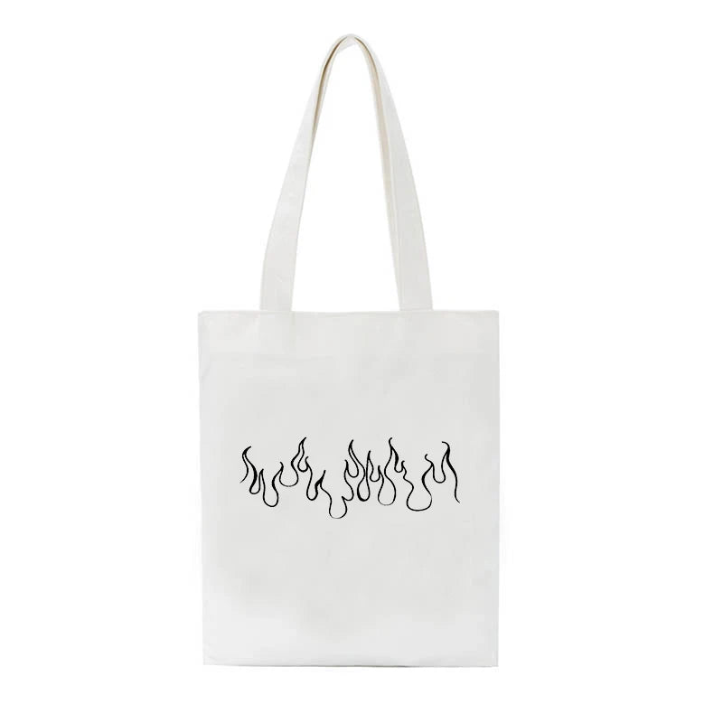 Japanese Gothic Waves Y2K Canvas Bag