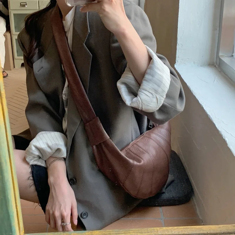 Japanese Dumpling Bag Women Cross Body Bag Vintage Waist Bag