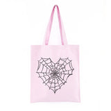 Japanese Gothic Spider Web Print Canvas Bag Vintage Large-Capacity