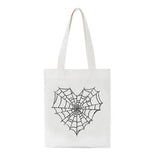 Japanese Gothic Spider Web Print Canvas Bag Vintage Large-Capacity