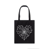 Japanese Gothic Spider Web Print Canvas Bag Vintage Large-Capacity
