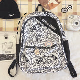 Harajuku Graffiti Backpack for Junior Students with Large Capacity