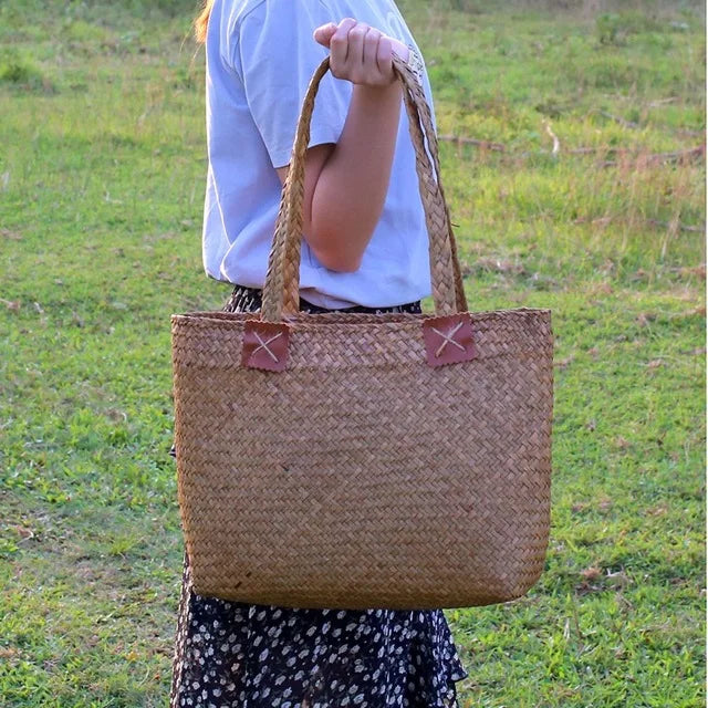 Japanese Straw Shoulder Bag for Women