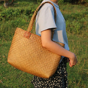 Japanese Straw Shoulder Bag for Women