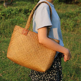 Japanese Straw Shoulder Bag for Women