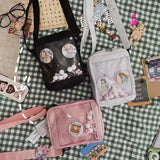 Japanese Transparent Small Square Diagonal Ita Bag One Shoulder Canvas Handbag