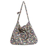 Floral Canvas Shoulder Bag for Women Casual Crossbody Large Capacity