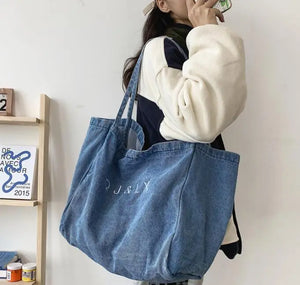 Japanese Youth Denim Canvas Bag Large Capacity Messenger Bag
