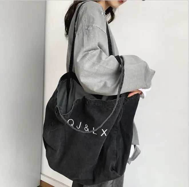 Japanese Youth Denim Canvas Bag Large Capacity Messenger Bag