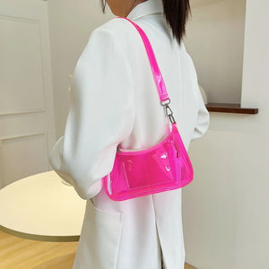 Transparent Jelly Shoulder Bag with Zipper for Street Strolling