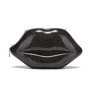 Sexy Lip Shape Women Purses Sequin Chain Shoulder Bag