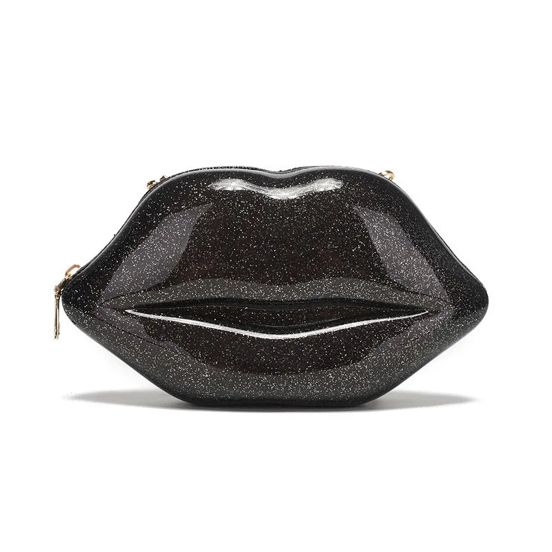 Sexy Lip Shape Women Purses Sequin Chain Shoulder Bag