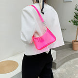Jelly Women's Transparent Shopper Bag Solid Shoulder Handbag