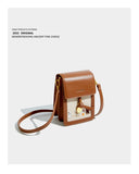 Vintage Cartoon Print Small Square Bag Single Shoulder Bag