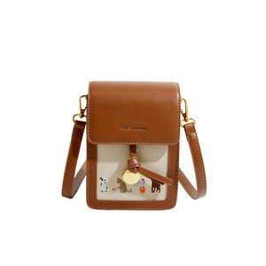 Vintage Cartoon Print Small Square Bag Single Shoulder Bag