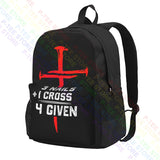 Jesus 3 Nails + 1 Cross 4 Given Religion Christian Large Backpack Travel Bag