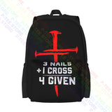 Jesus 3 Nails + 1 Cross 4 Given Religion Christian Large Backpack Travel Bag