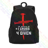 Jesus 3 Nails + 1 Cross 4 Given Religion Christian Large Backpack Travel Bag