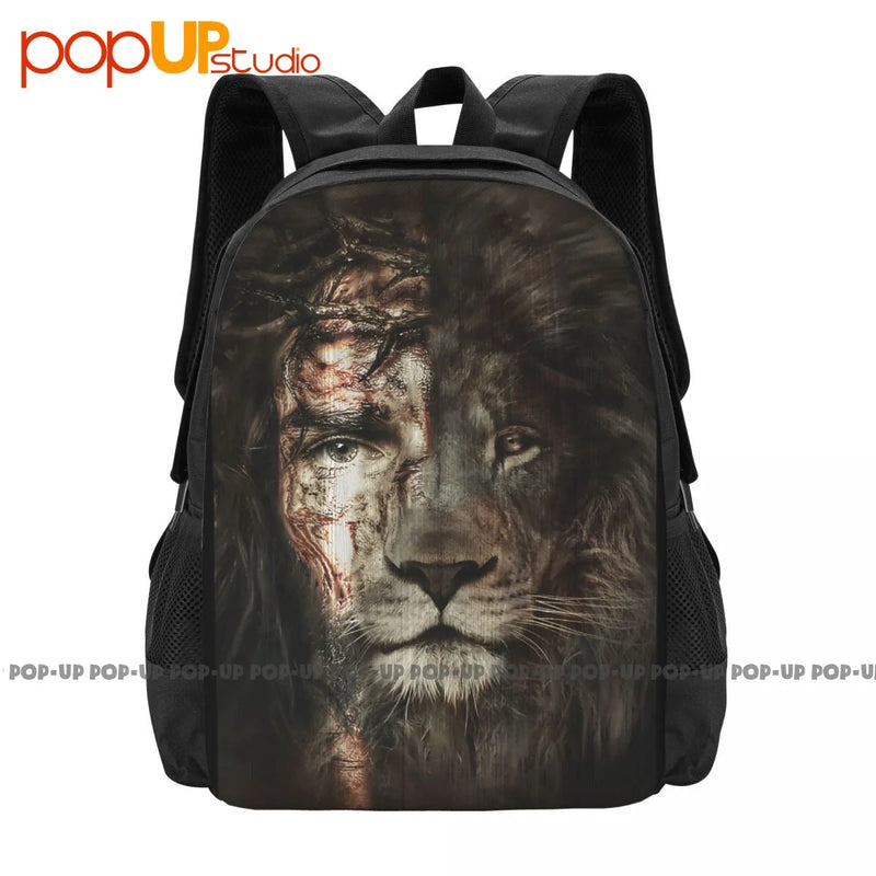 Jesus And Lion Christian Backpack Large Capacity Schoolbag