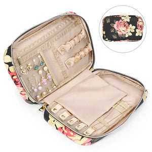 PU Leather Jewelry Storage Box Zipper Case Earring Holder