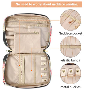 PU Leather Jewelry Storage Box Zipper Case Earring Holder