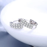 925 Silver Earrings Double Row Crystal Zircon Stud