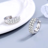 925 Silver Earrings Double Row Crystal Zircon Stud