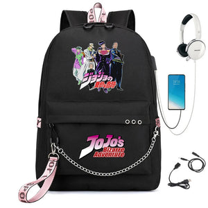 JoJo's Bizarre Adventure Backpack with USB Charge & Headphone