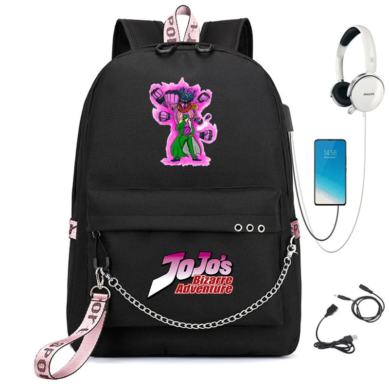 JoJo's Bizarre Adventure Backpack with USB Charge & Headphone