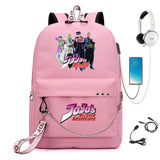 JoJo's Bizarre Adventure Nylon Backpack USB Schoolbag Cartoon Student Laptop Bag