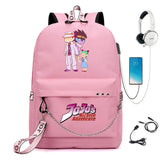 JoJo's Bizarre Adventure Nylon Backpack USB Schoolbag Cartoon Student Laptop Bag