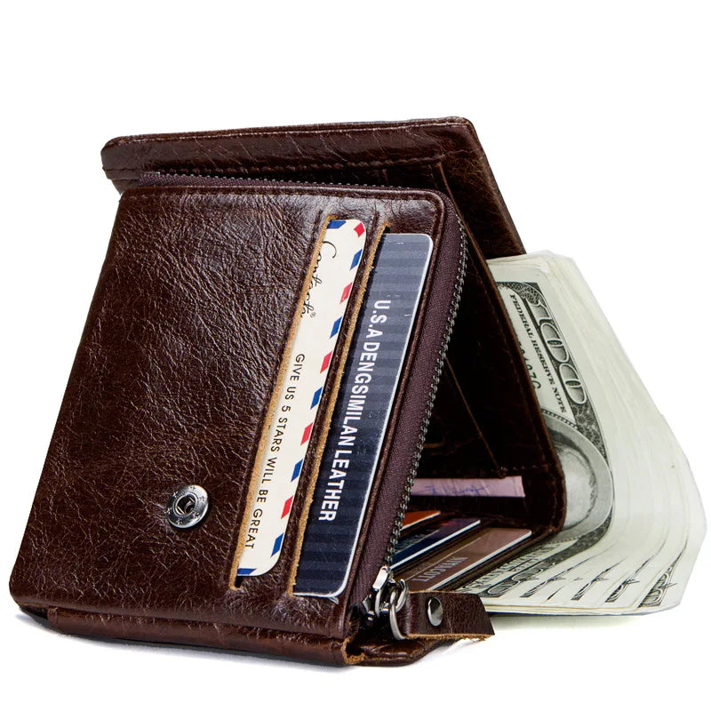 Vintage Solid Cowhide Men Wallet Multi-card Man Purse