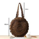 Bohemian Hollow Out Round Straw Bag Crochet Women Beach Shoulder Bag