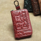 Embossed Leather Key Bag Unisex Car Key Holder Retro Letter